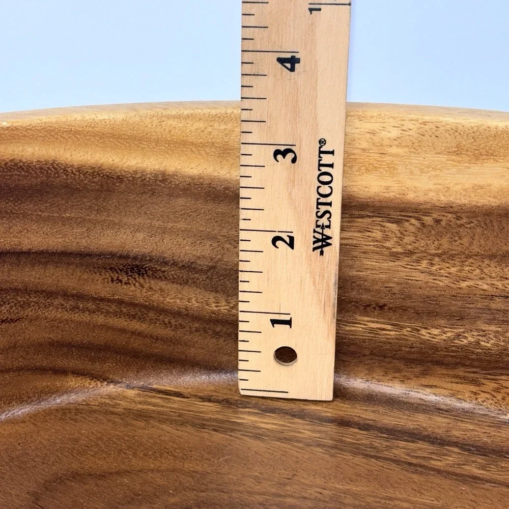 Acacia Wood Bowl Hand Turned Rustic Farmhouse Boho Serving Salad Fruit Bowl 10